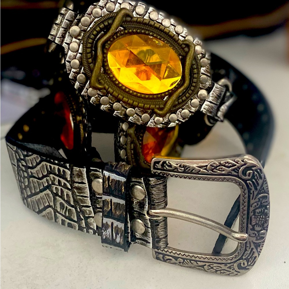 Vintage genuine unique dressy ethnic buckle fashion belt
